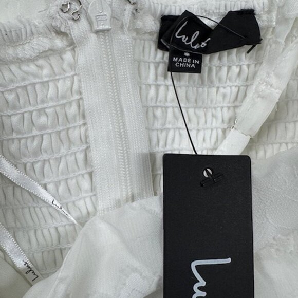 NWT Lulus Grace and Beauty White Burnout Floral Print Tiered Dress - Picture 7 of 9